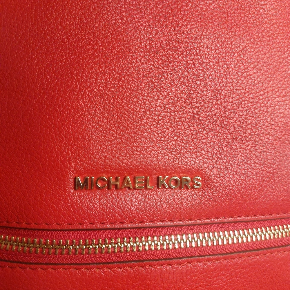 Michael Kors Red Rhea Leather Backpack - Picture 4 of 16